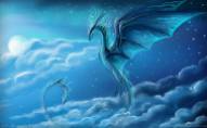 Blue dragon in sky